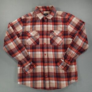 RVCA Mens Thatll Work Flannel Long Sleeve Woven Shirt Red Mens Medium